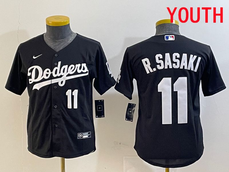 Youth Los Angeles Dodgers #11 R.Sasaki Black Game 2025 Nike MLB Jersey style 3